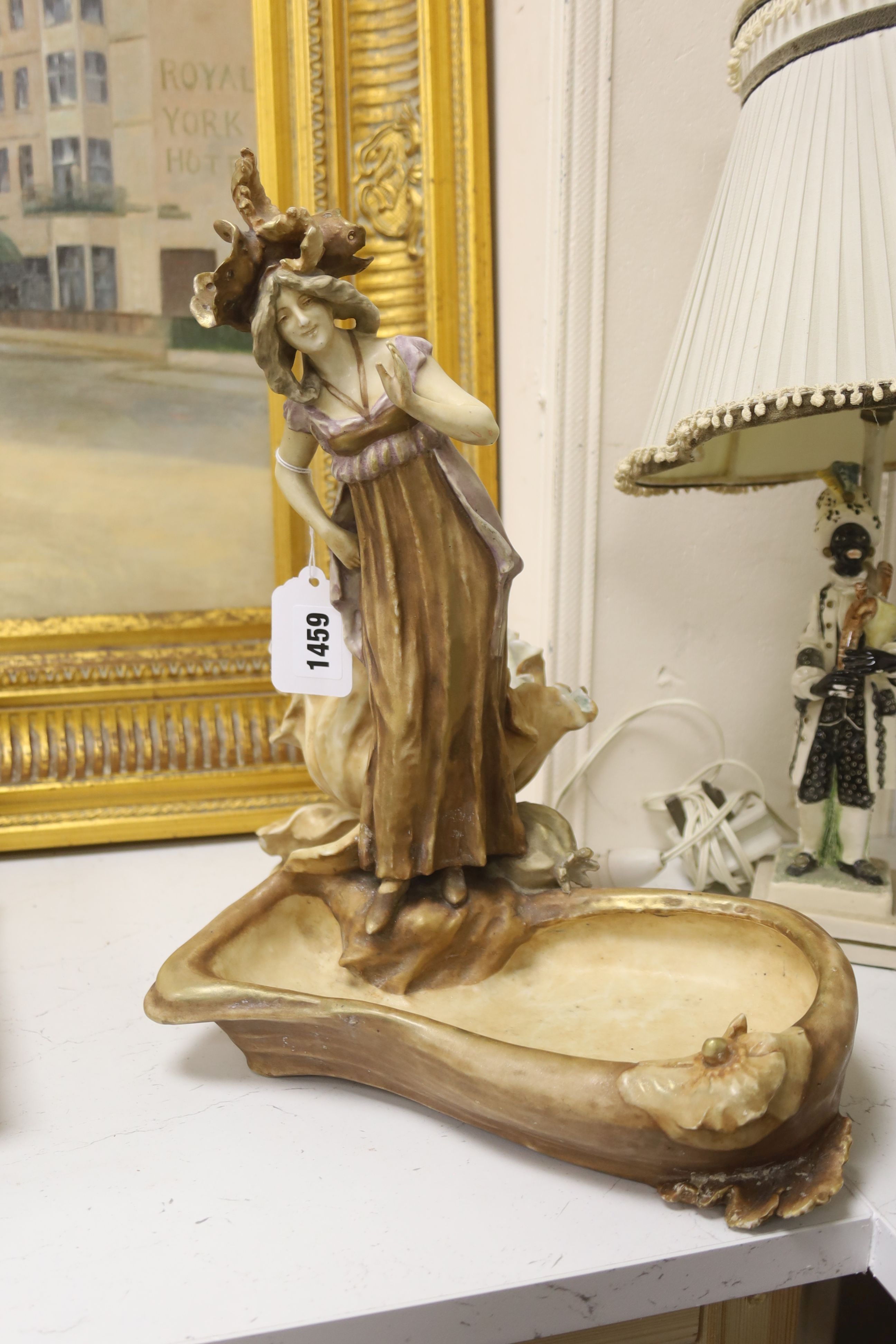 An Amphora Art Nouveau figural centrepiece, height 37cm